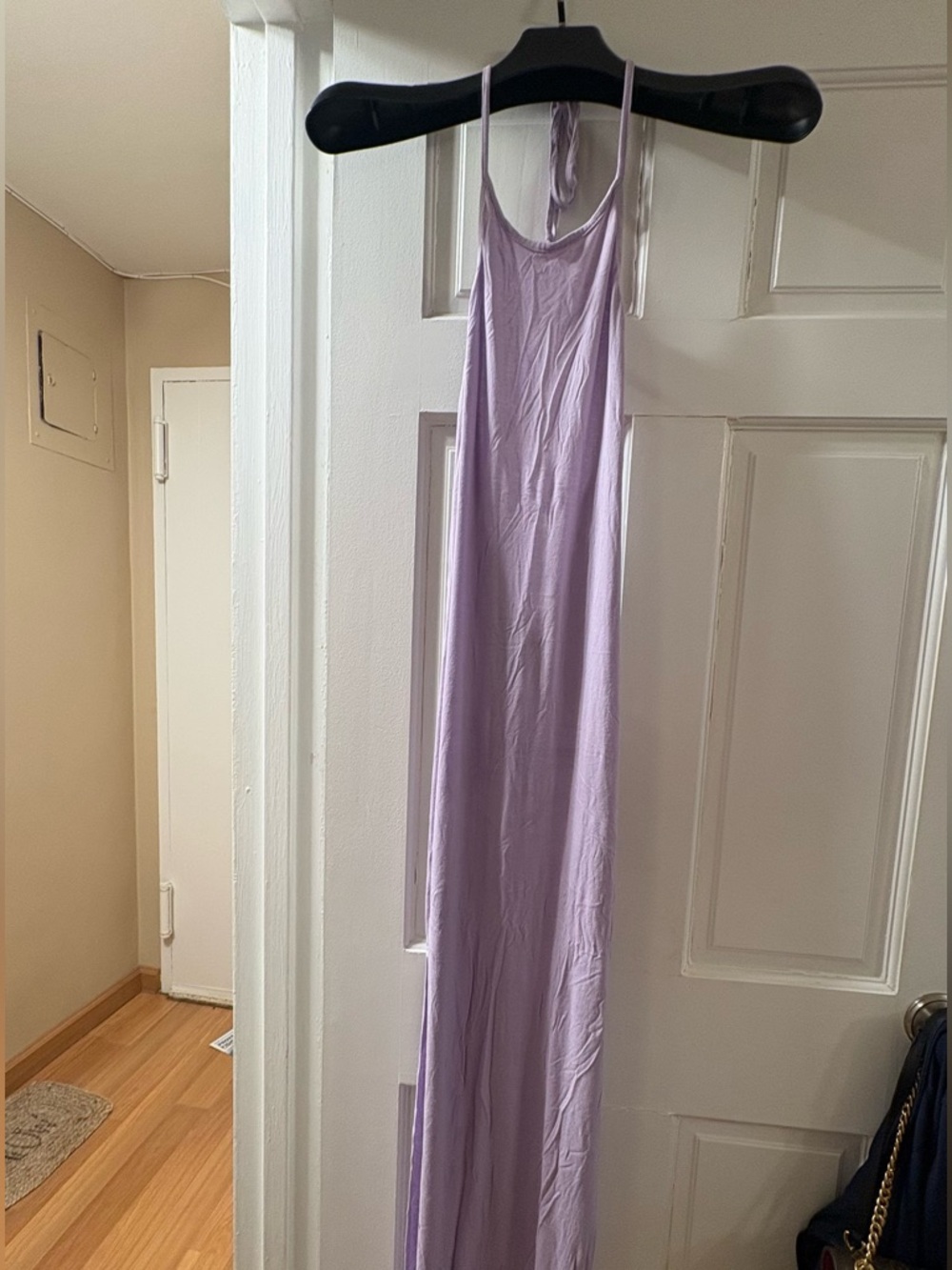 Lilac Halter Neck Maxi Dress with Slit